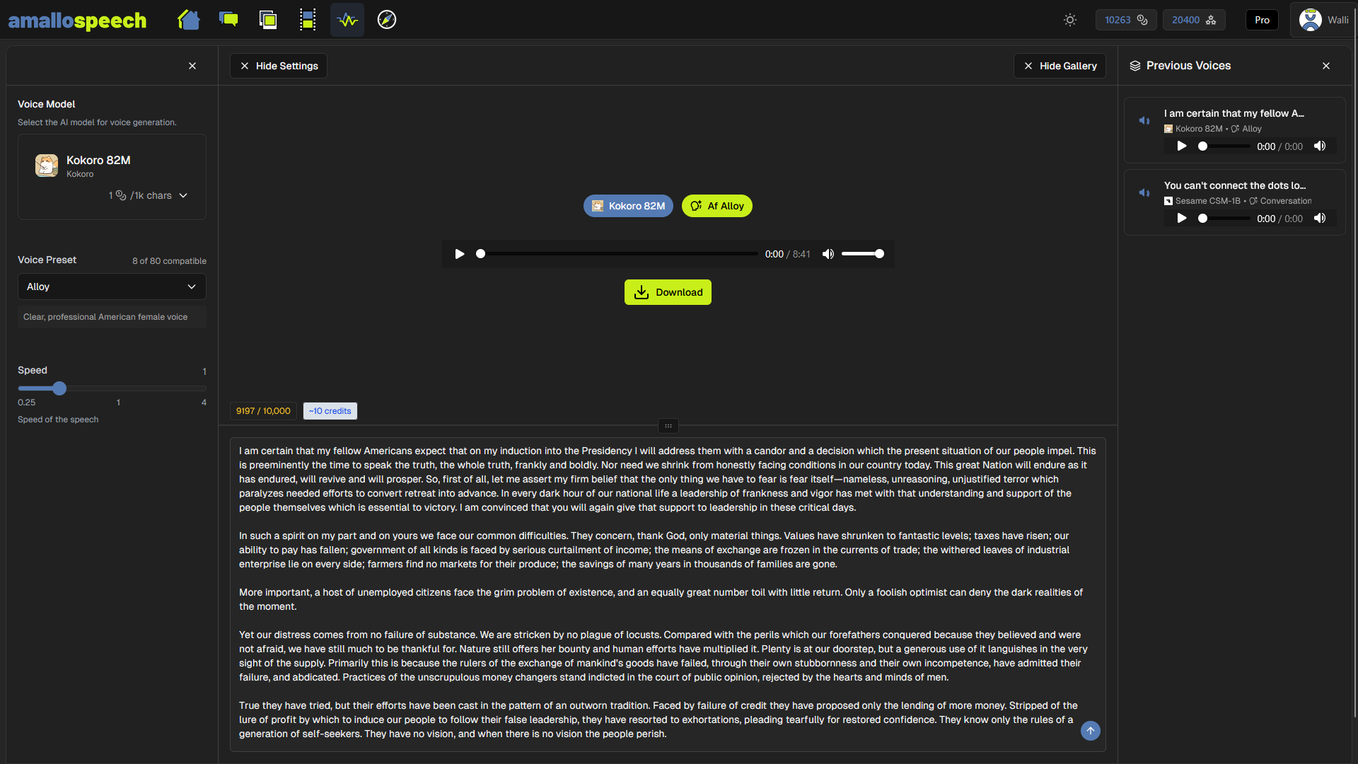 amallo speech feature demonstration